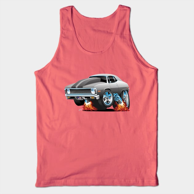 Classic American Muscle Car Hot Rod Cartoon Tank Top by hobrath